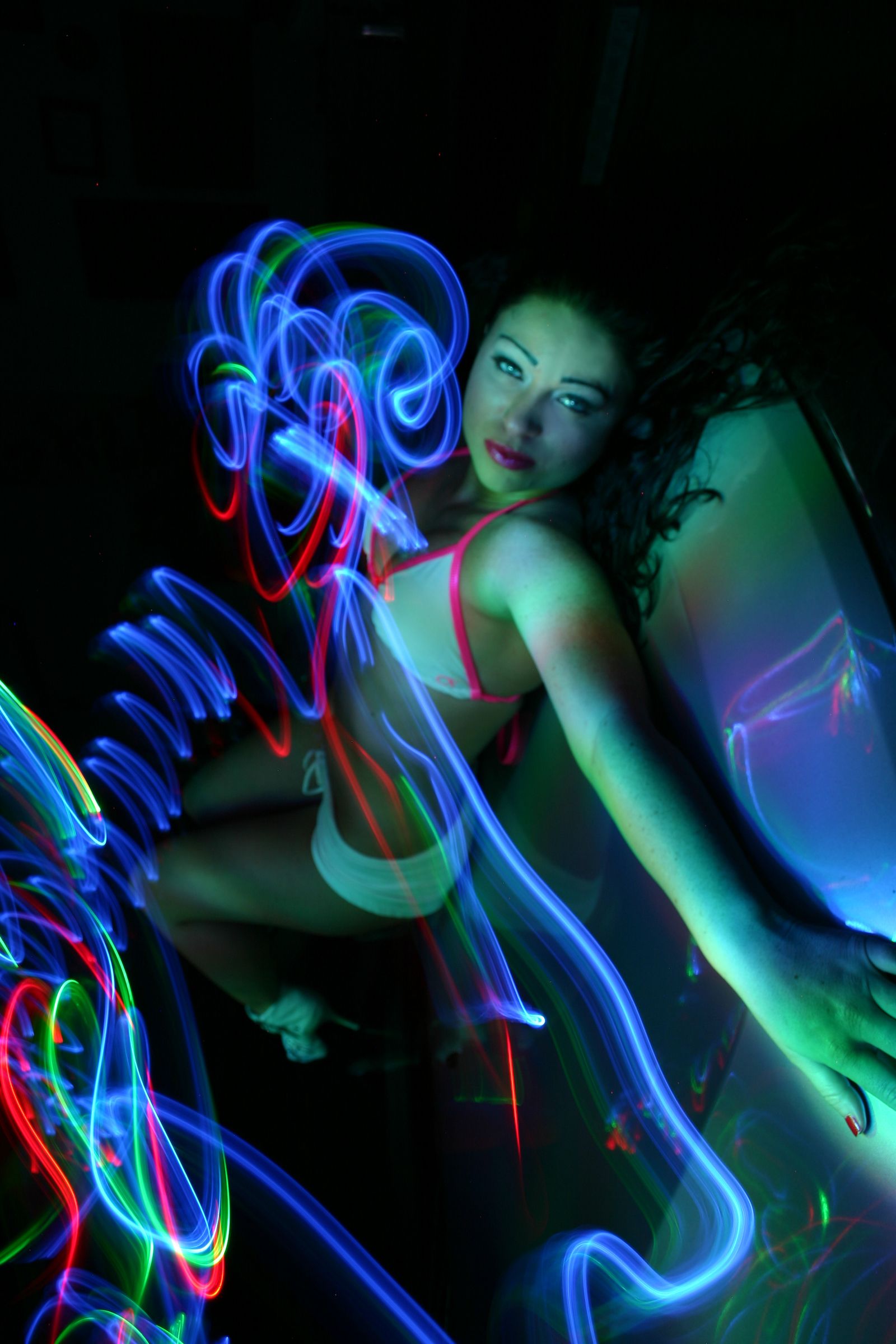 Pin-up Portrait With Light Graffiti
