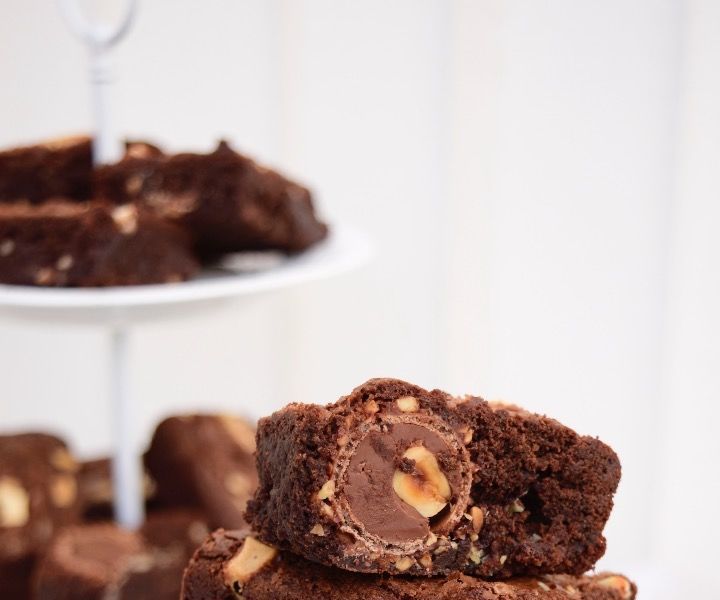 Hazelnut and Almond Nougat Chocolate Brownies (With a Secret)