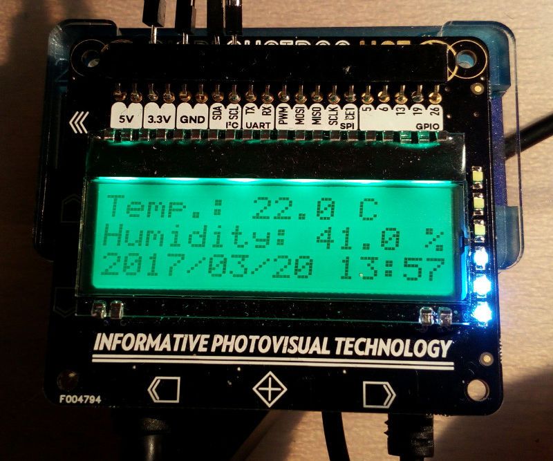 An Adafruit Si7021, Raspberry Pi and Pimoroni Display-o-Tron HAT  Humidity and Temperature Measurement Device