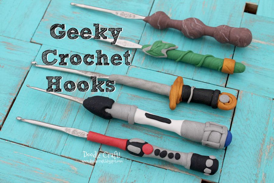 Geeky Crochet Hooks!  Made With Polymer Clay!