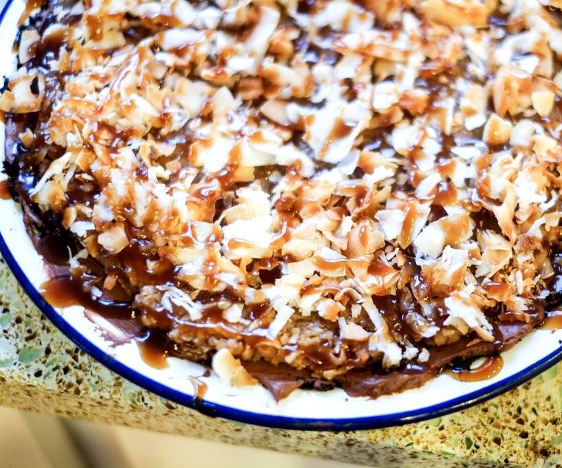 Salted Bourbon Caramel Samoa Coconut Chocolate Pie With Oreo Crust