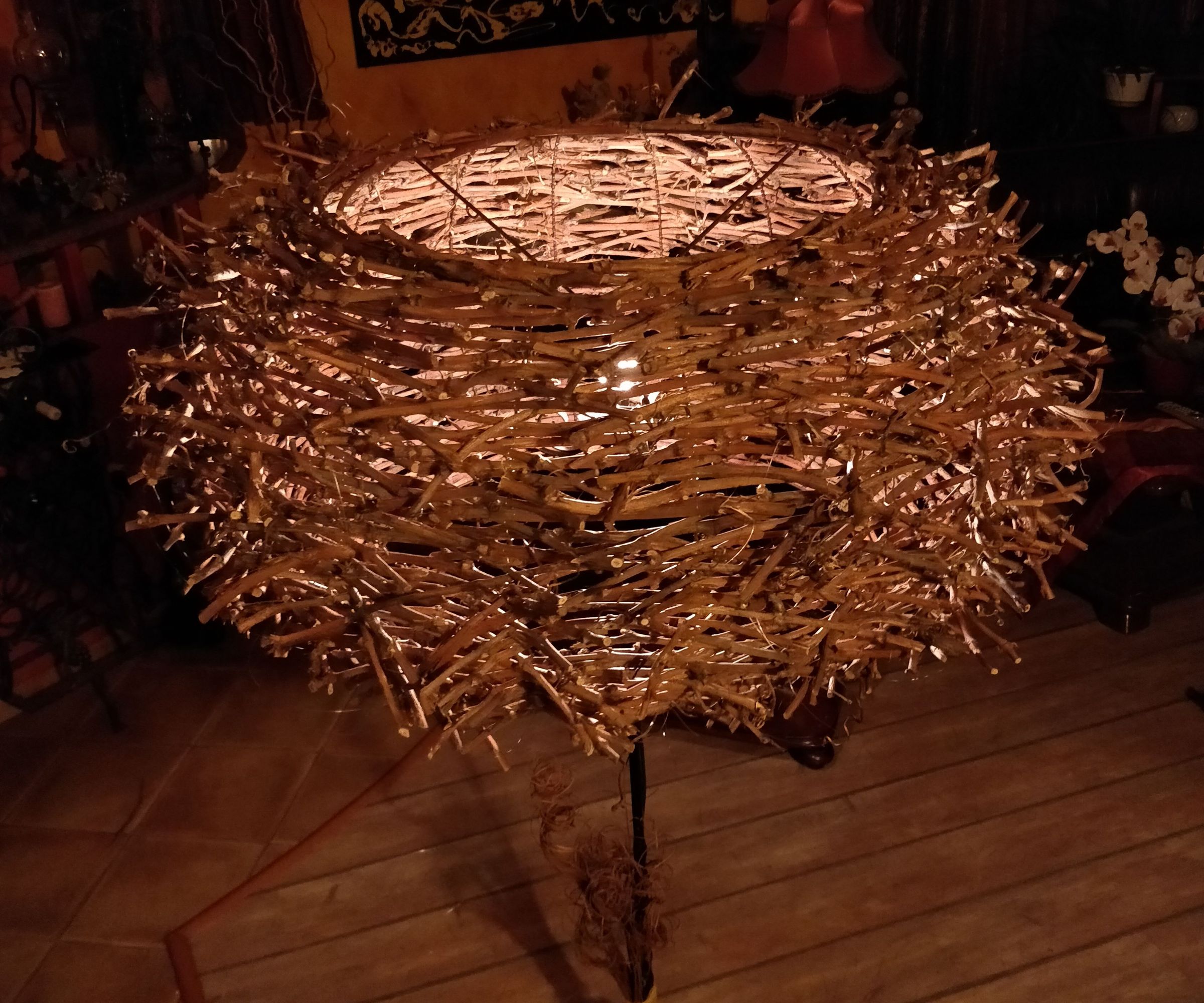 Lampshade Made of Grape Branches