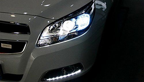 LED DRL Fog Light Kit With Harness For Chevy Malibu 2013-2015 – Black Housing, Clear Lens, H10 Bulbs