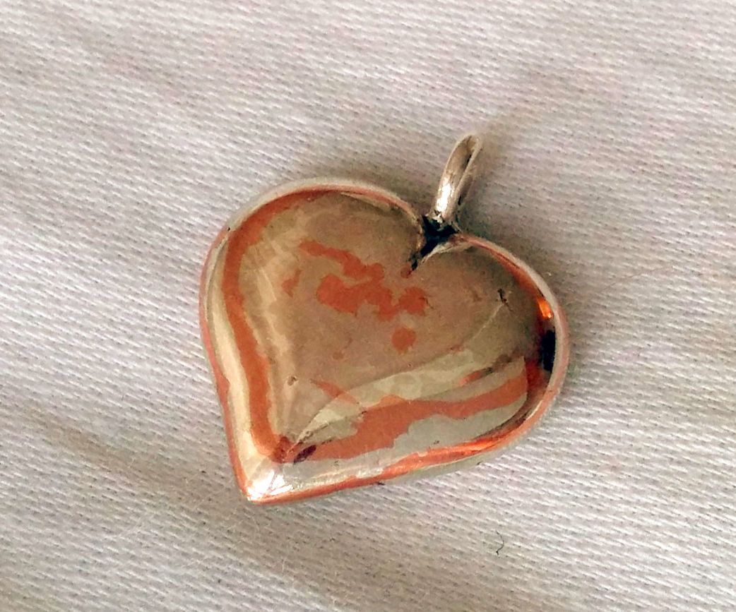 Mokume Gane silver & copper heart pendant 