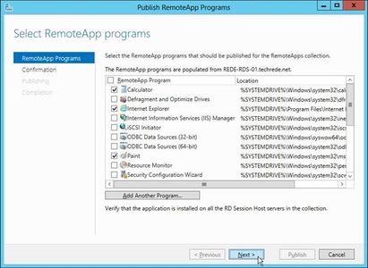 Step 5: Publish RemoteApp Programs