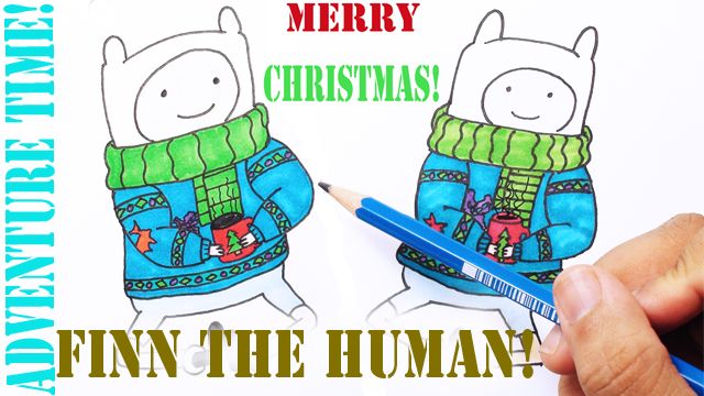 Learn to Draw Christmas Finn the Human From Adventure Time!
