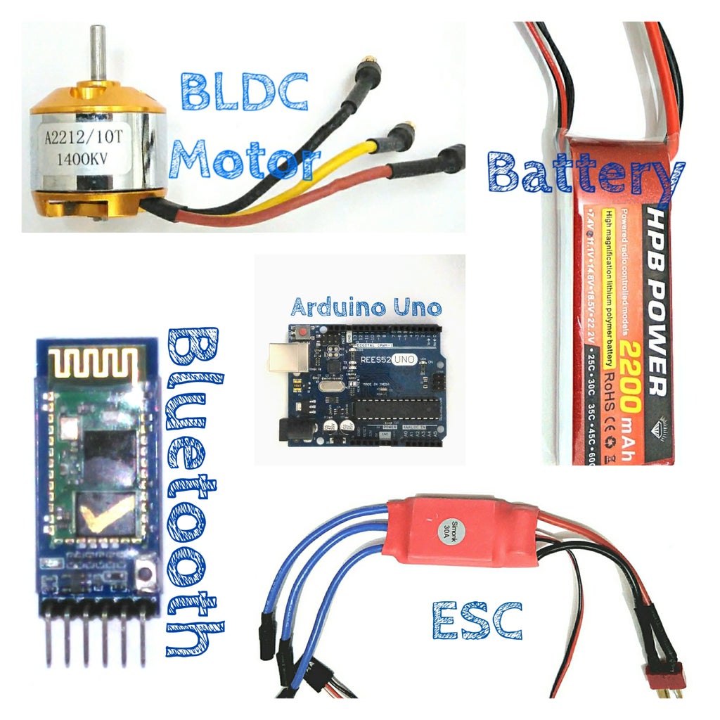 Control the Speed of Brushless DC Motor Using Arduino and Bluetooth Module(HC-05)