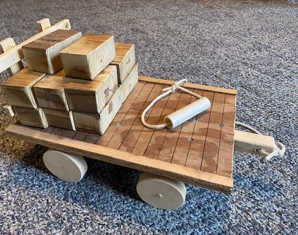 Child's Wooden Pull Toy Hayrack