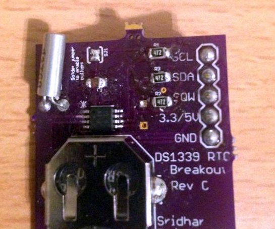 RTC Breakout for DS1339 on Arduino - low cost, battery backup, 2 alarms