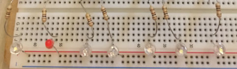 CONNECT LED AND RESISTANCE TO THE BREADBOARD