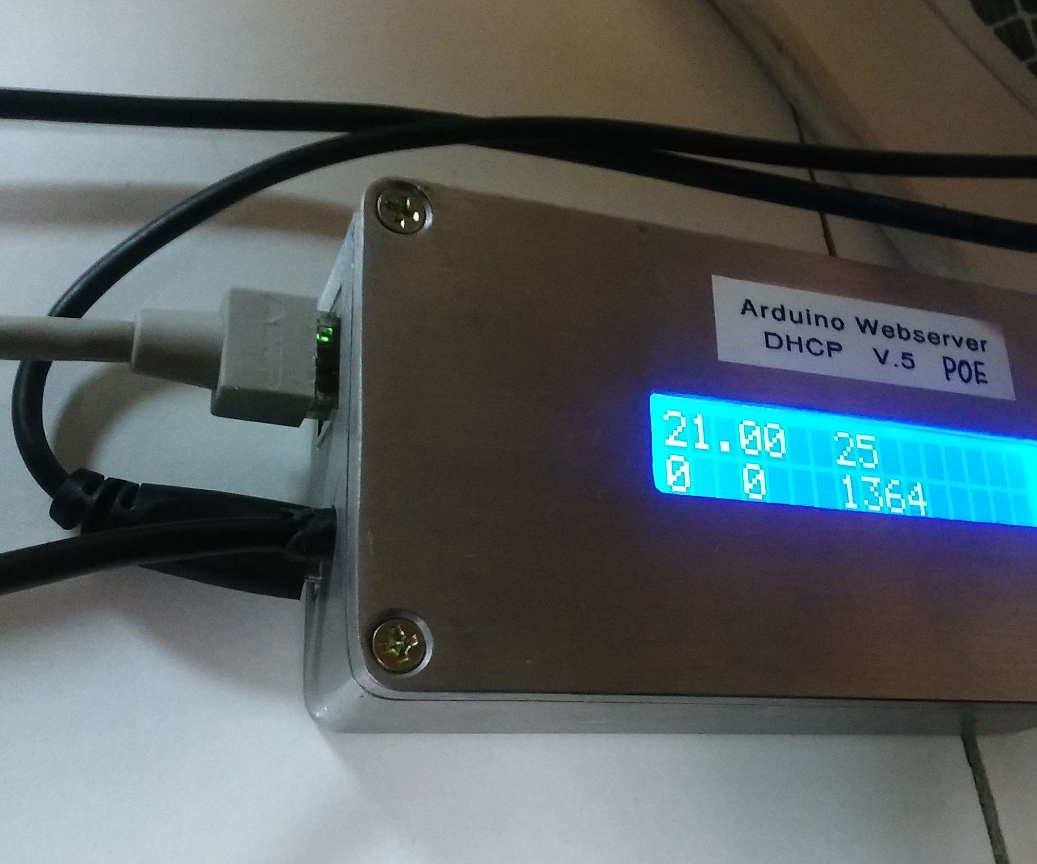 Arduino Webservers Ethernet ENC28J60 With Thermometer DS18B20, I2C LCD and Power Over Ethernet POE  for ZABBIX IOT Data Logging