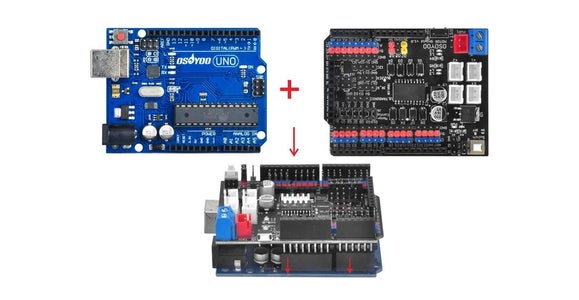 Plug the OSOYOO Motor Shield Board