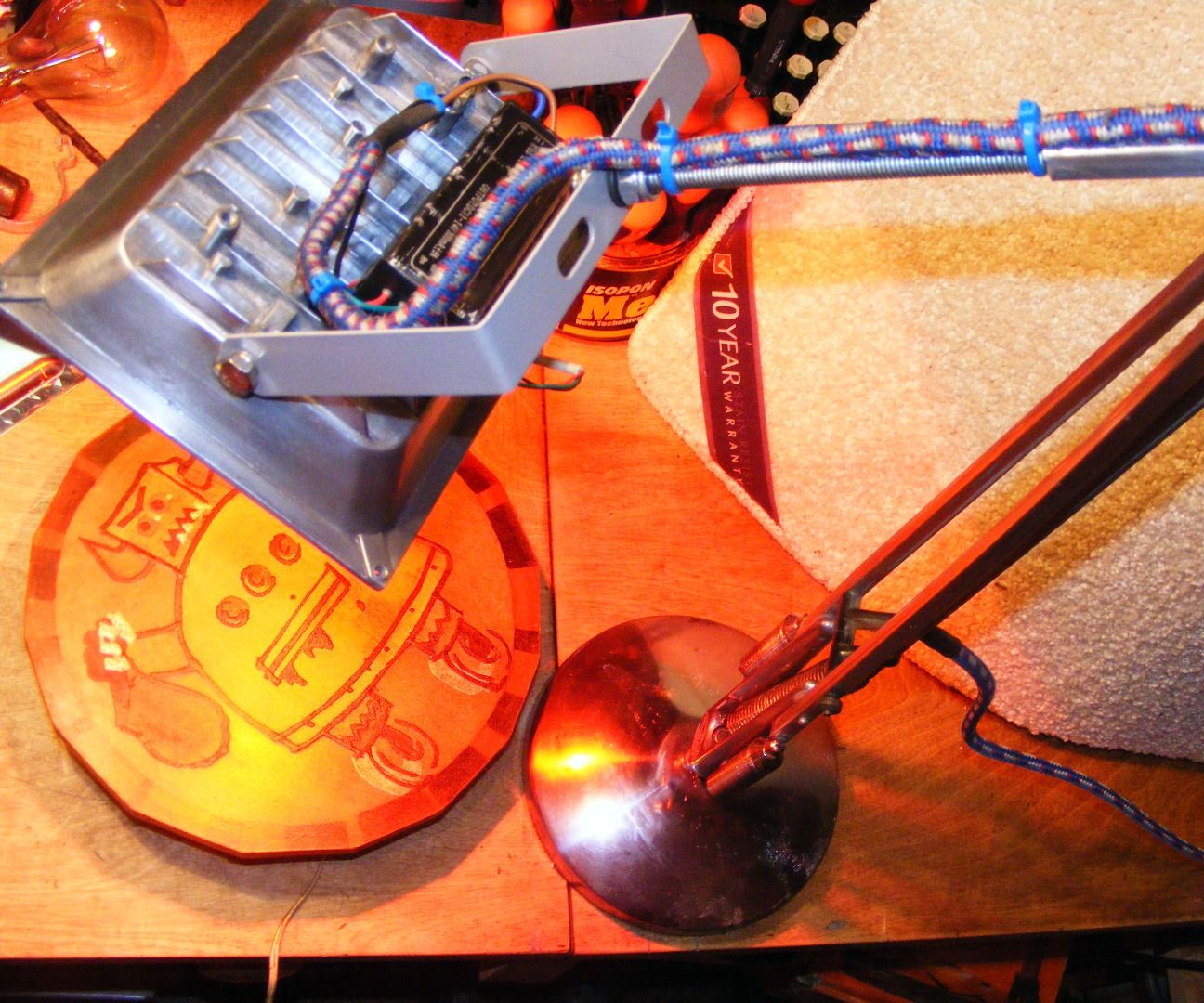 Fierce Anglepoise Rgb + Strobe Desk Lamp Shiny Silver Future Retro Punk Party