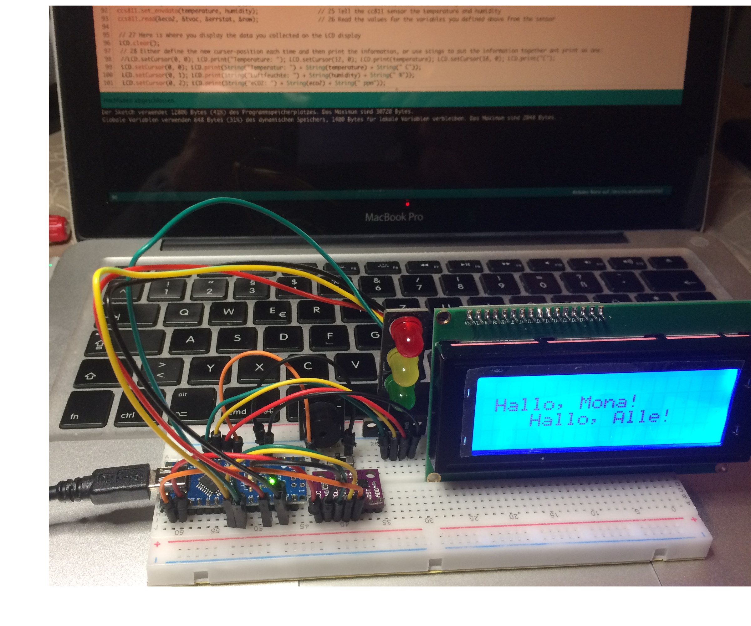 Corona - Beginners Arduino CO2-Measuring and „Ampel“ Display Project