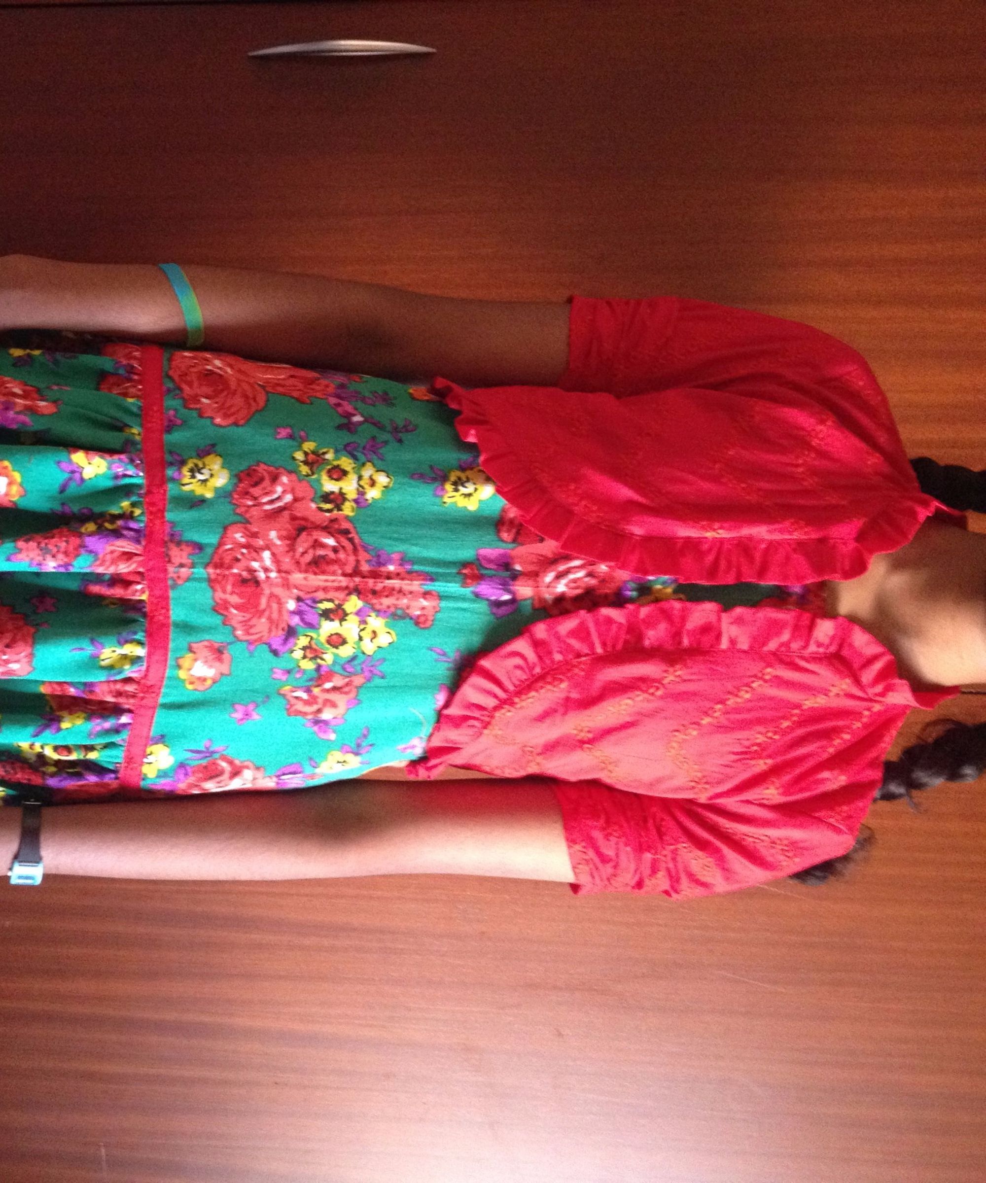 Low Waist Baloon  Frock With Waist Coat With Gather Sleeve