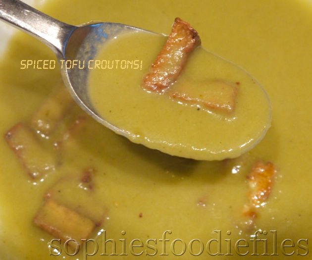 Seductive Celery Garlic Soup With Tofu Croutons!