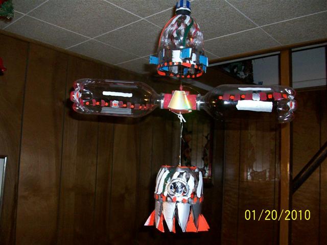 RECYCLED BOTTLE WHIRLIGIG SPACE SHUTTLE-COPTER