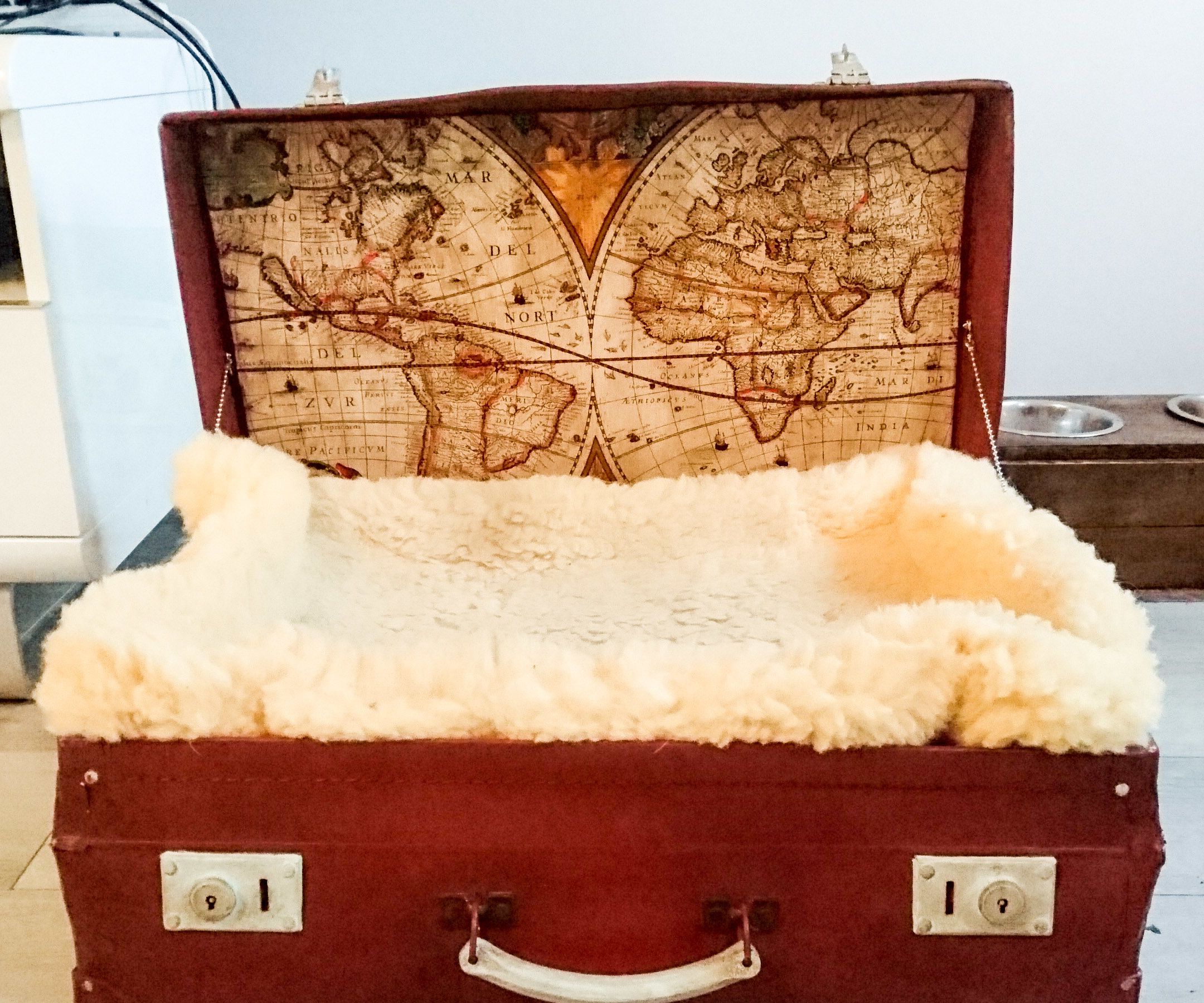 Restored Suitcase for a Bed Dog