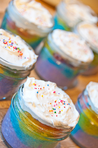 Rainbow Cupcakes in a Jar