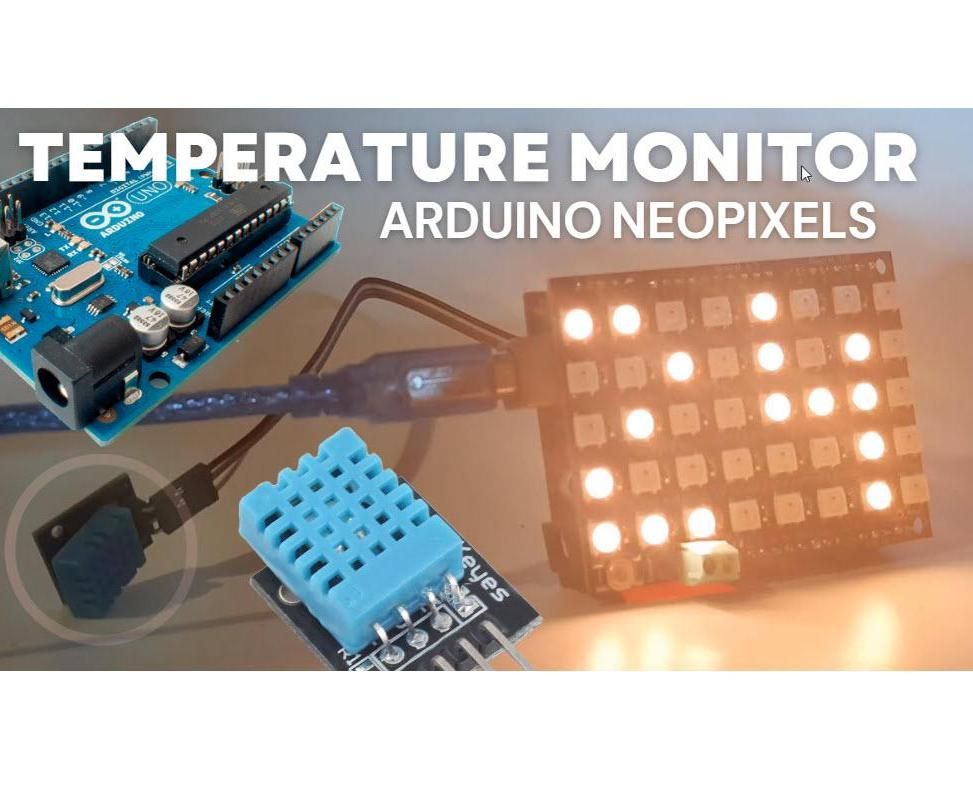 Temperature Monitor Using NeoPixel Shield for Arduino & DHT11
