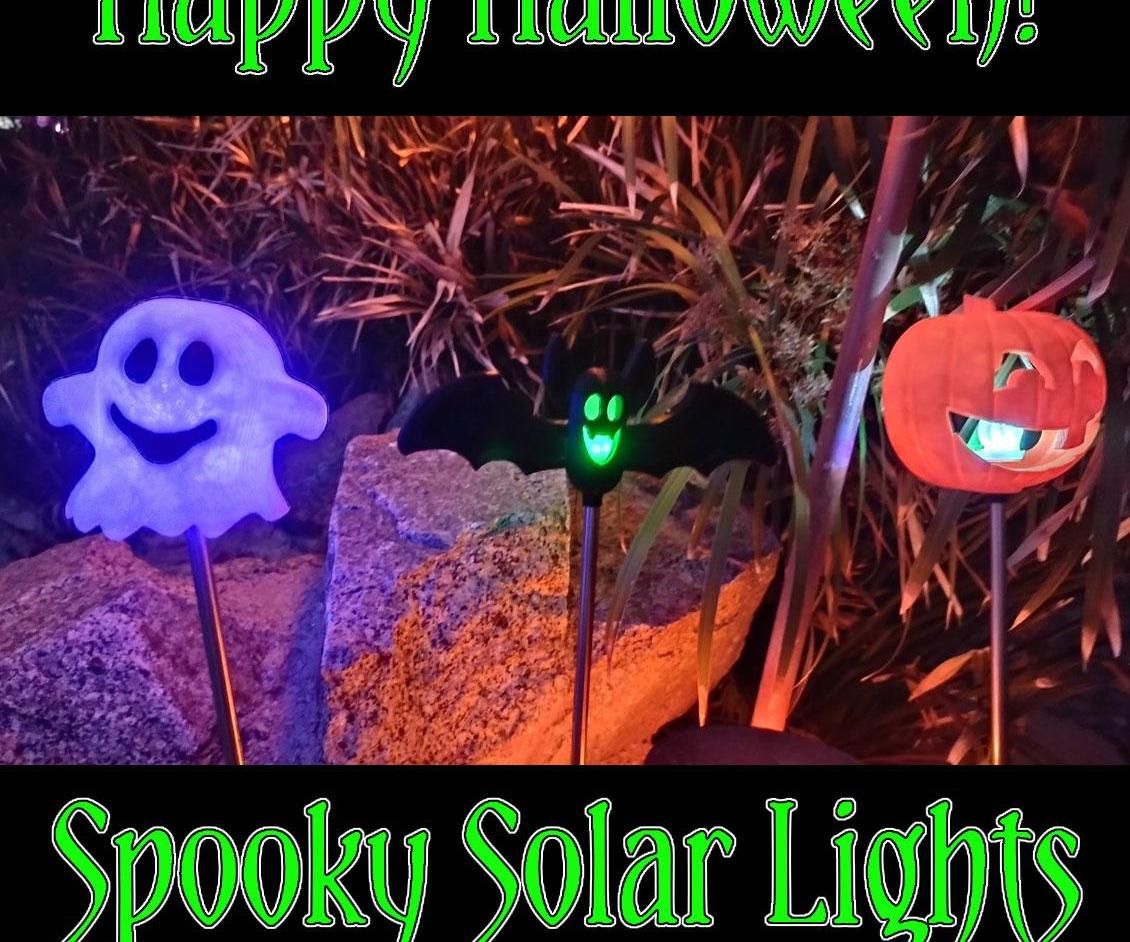 Halloween Yard Solar RGB LED Toppers (Ghost, Bat and Jack-O-Lantern)