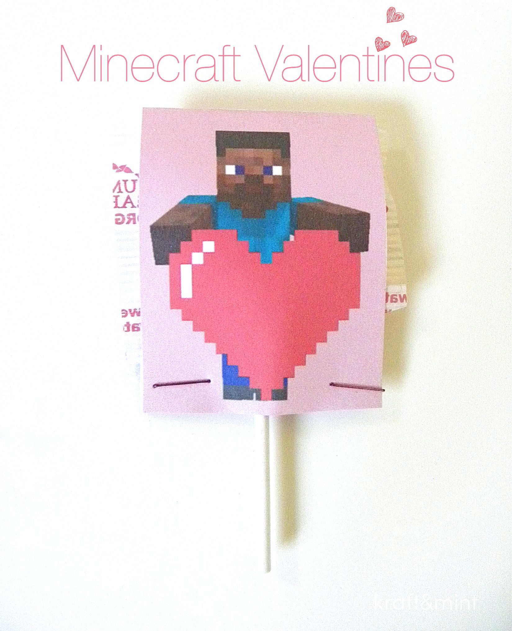 Minecraft Valentine's Lollipop Wrappers
