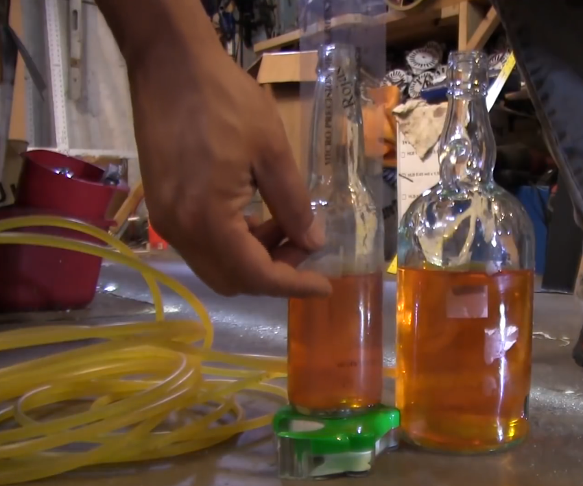 Drill Glass bottles to make a Water Level