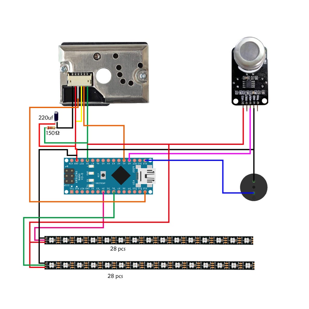 How to Make MP2.5 & Co2 Detect Wall Clock for Indoor Using Arduino ...
