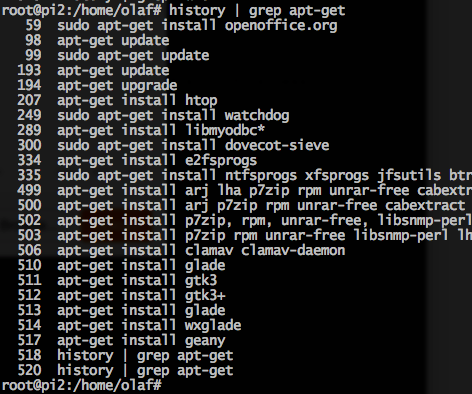 Linux / Mac Troubleshoot or howto create a install script by following the history of the system / trouble shoot (Oh sh*t, I did a mess)