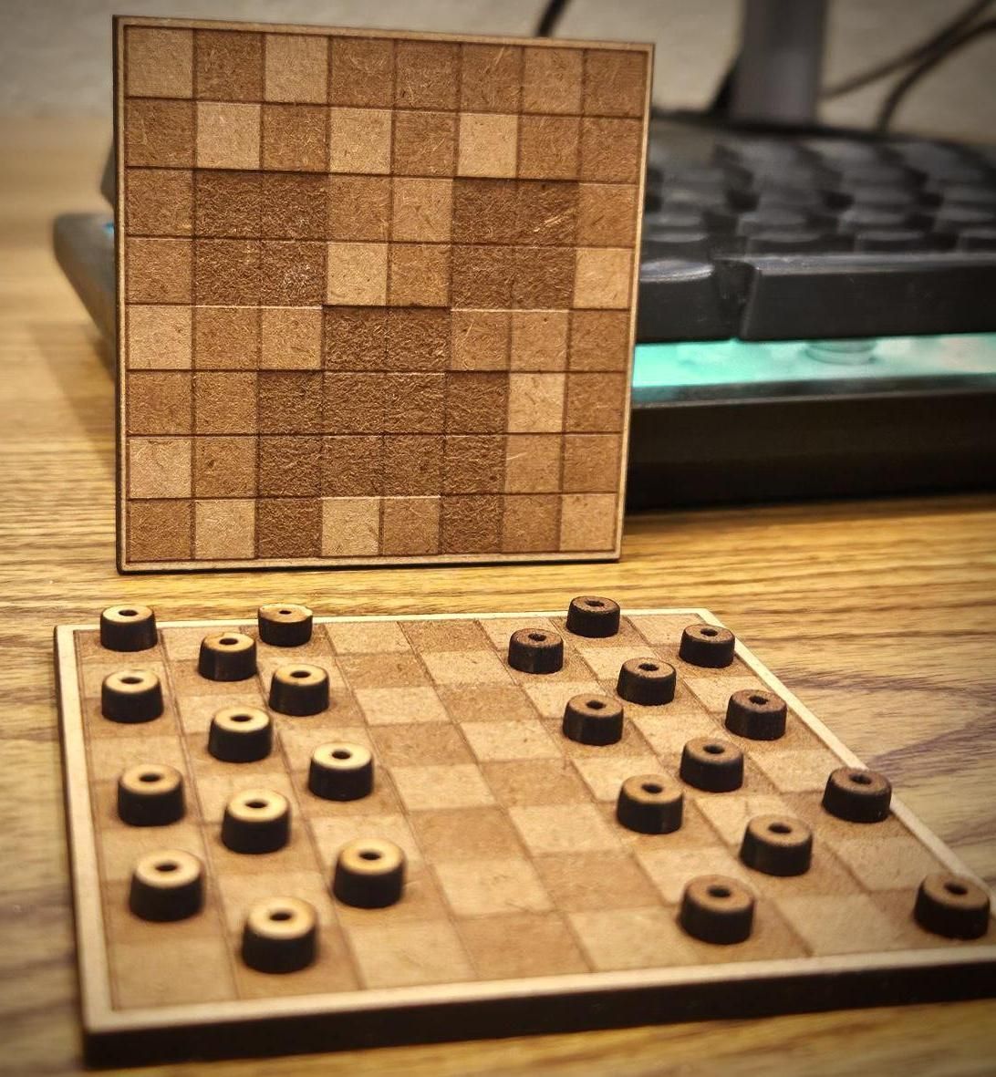 Customizable Mini Checkers Set - Laser Cut