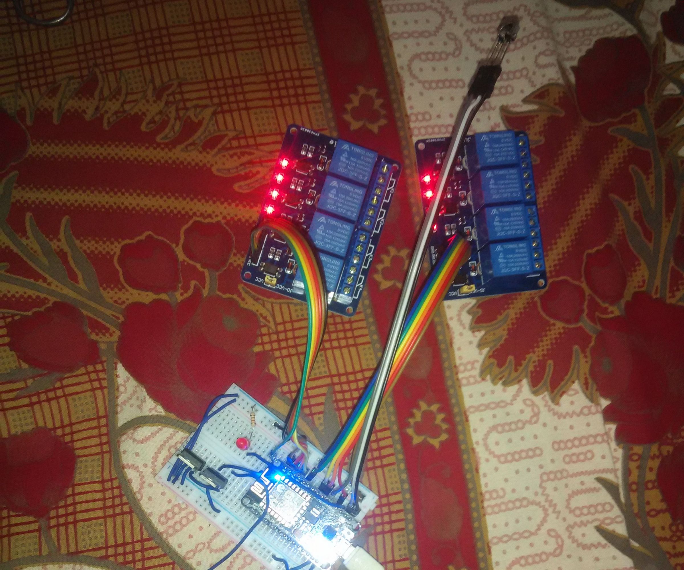 8 Relay Control With NodeMCU and IR Receiver Using WiFi and IR Remote and Android App