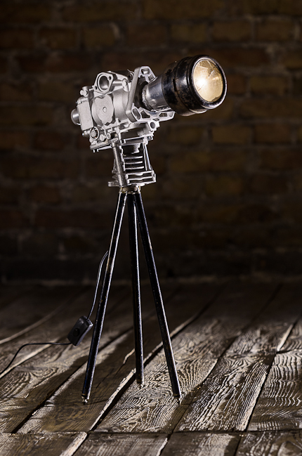 Old Camera Style Lamp made from scrap, Fullmetal