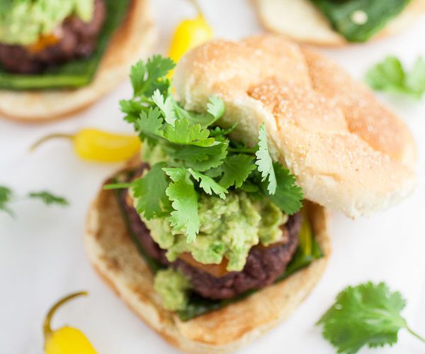 Guacamole and Roasted Poblano Burgers