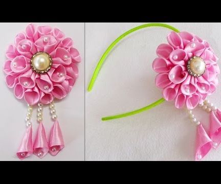 DIY for Girls : How to Make Kanzashi Beads Satin Ribbon Flower