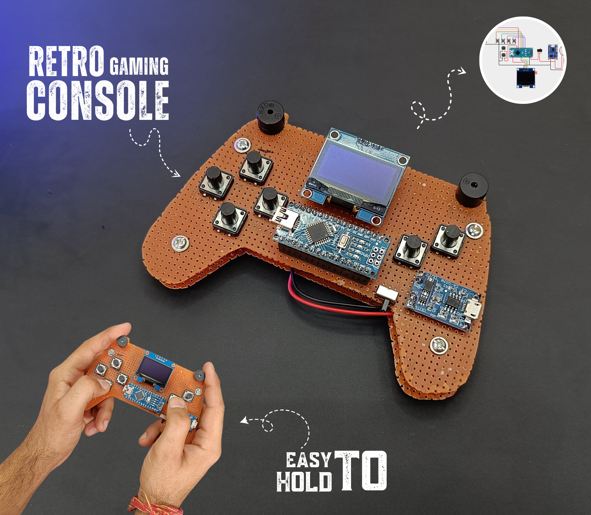 DIY Mini Retro Game Console With Arduino and OLED Display V1