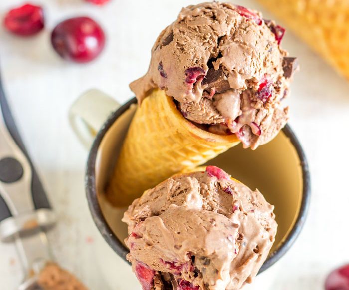 No Churn Chocolate Cherry Ice Cream