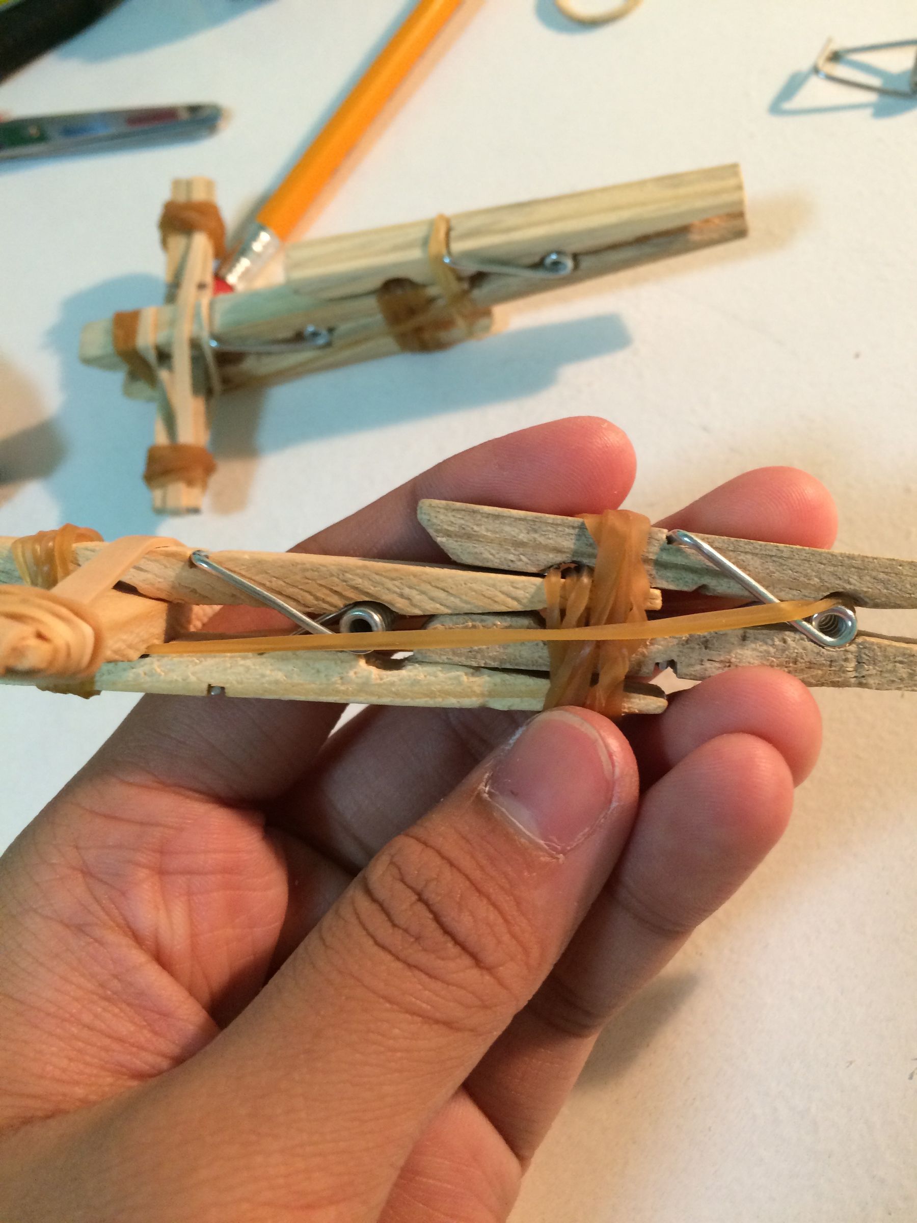 How to Make a Mini Clothespin Crossbow 7 Steps Instructables