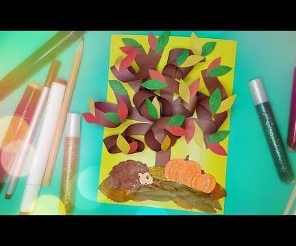 DIY FALL TREE CRAFT, 3d Tree Made of Colored Paper and Plant Materials