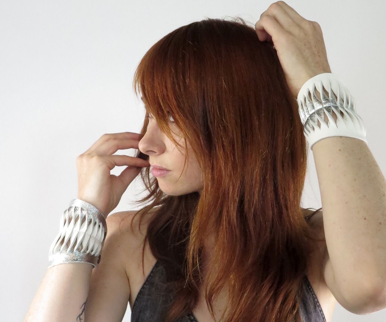 Leather Fish-Scale Cuffs