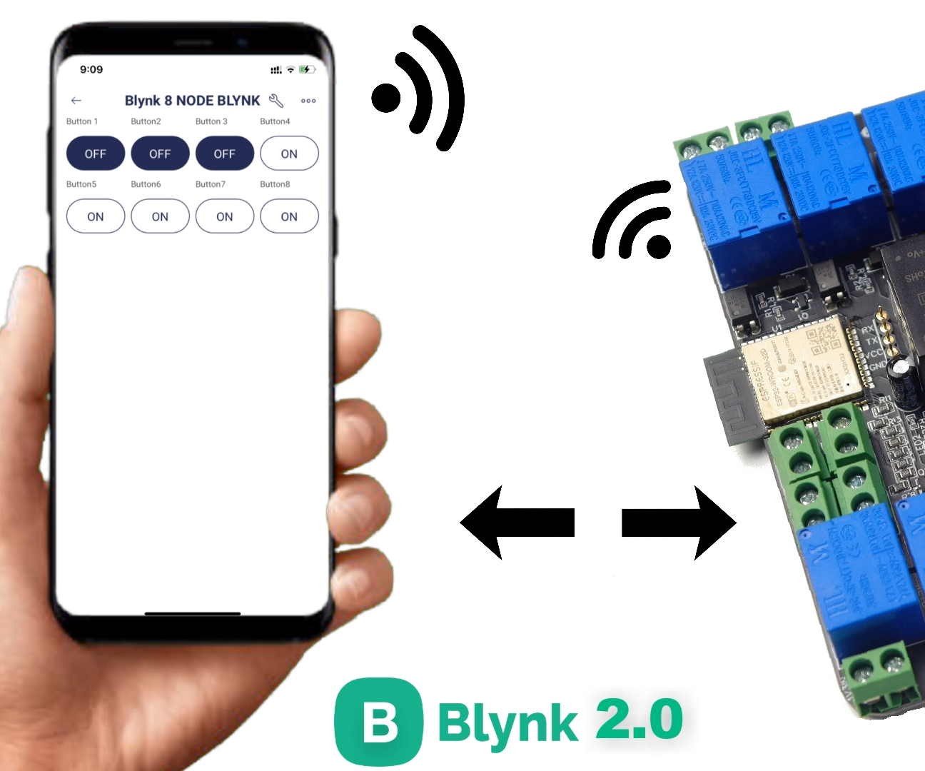  8 Node SMT Smart Home-Automation PCB & Blynk 2.0