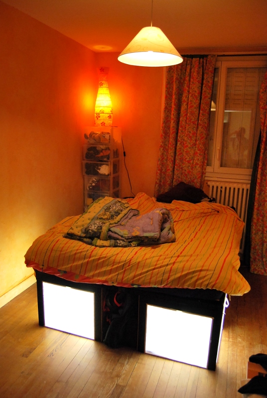 Bed, Lights and Crates