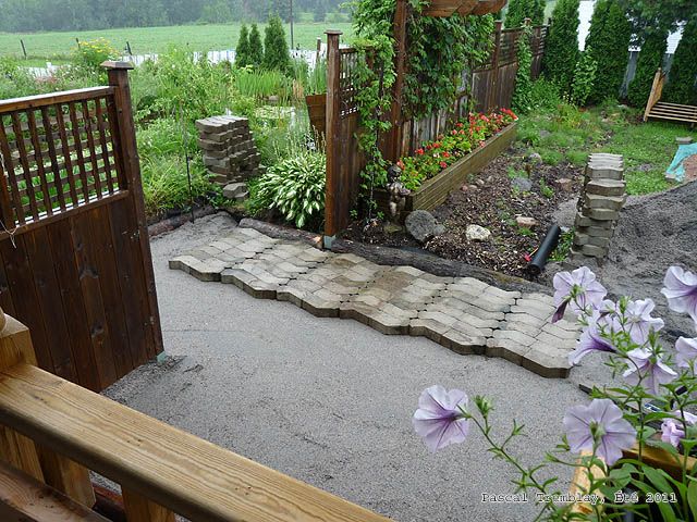 Walkway Pathway With Pavers Recycled From Wall Retaining Blocks
