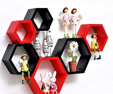 Creative DIY Honeycomb Stylish Wooden Shelves With Beautiful Lighting.