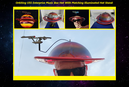 Orbiting USS Enterprise Music Box Hat With Matching Illuminated Hat Stand: