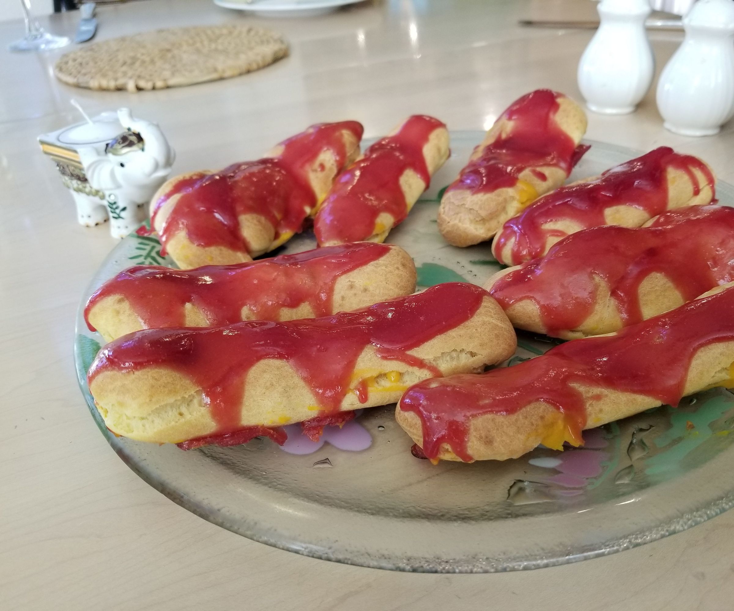 Mango Eclair With Raspberry Glaze