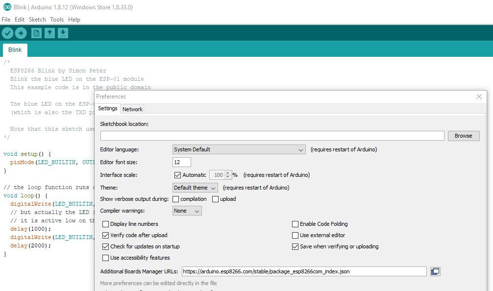 Programming the Wemos - Update the Arduino IDE