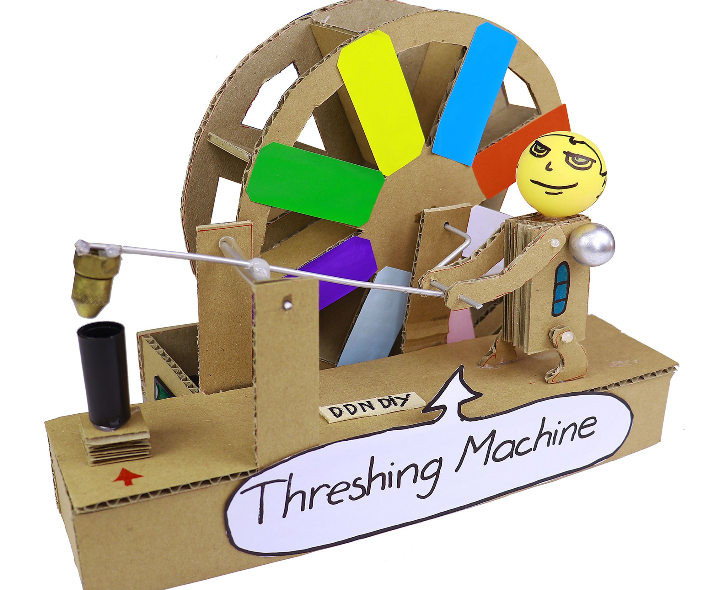 Make Mini Threshing Machine From Cardboard