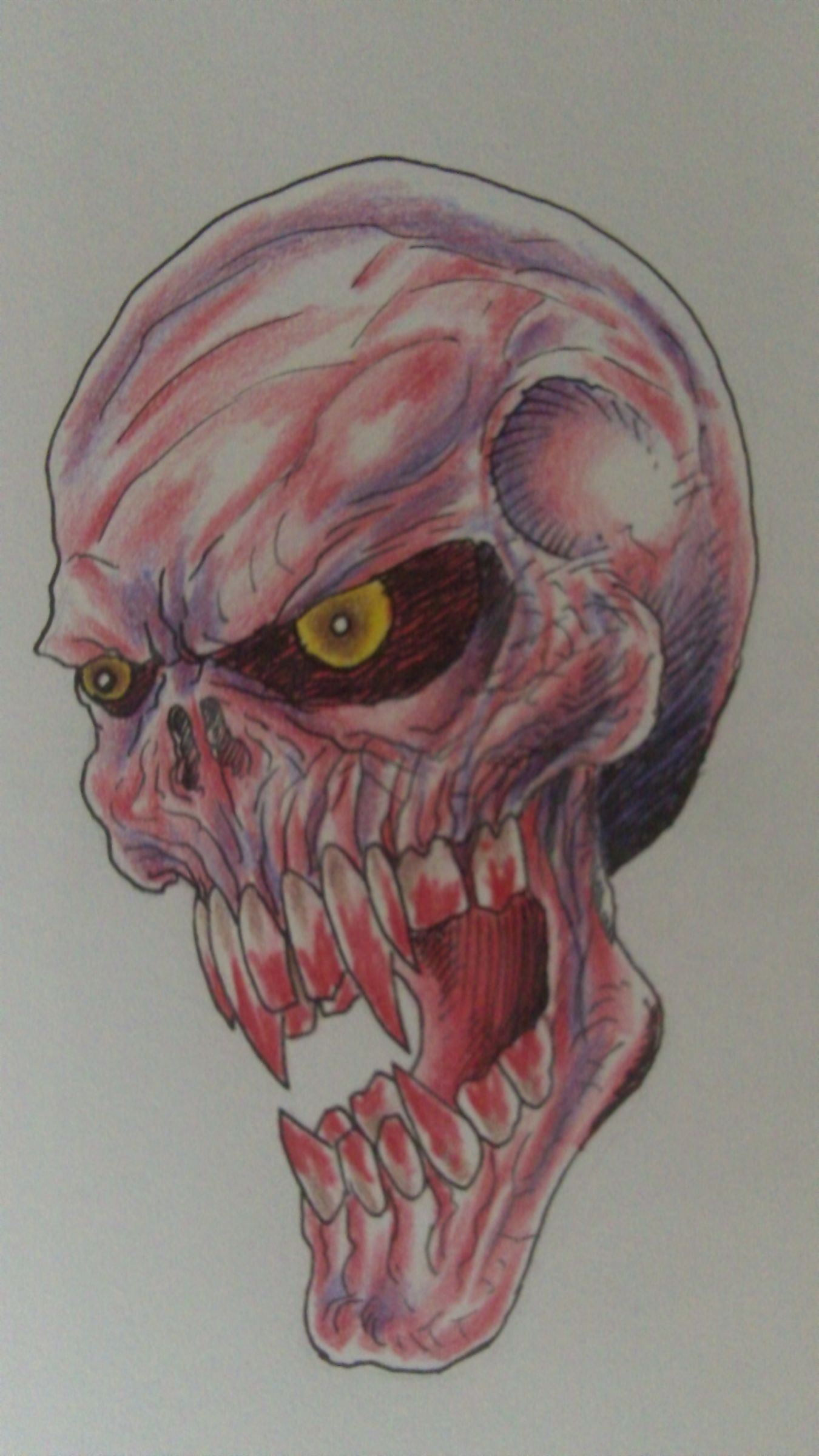 Vampire Skull Drawing by Wayne Tully