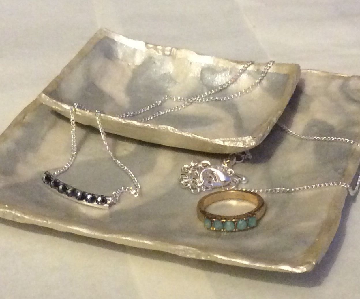 Faux Marble Desk/jewelry Plates