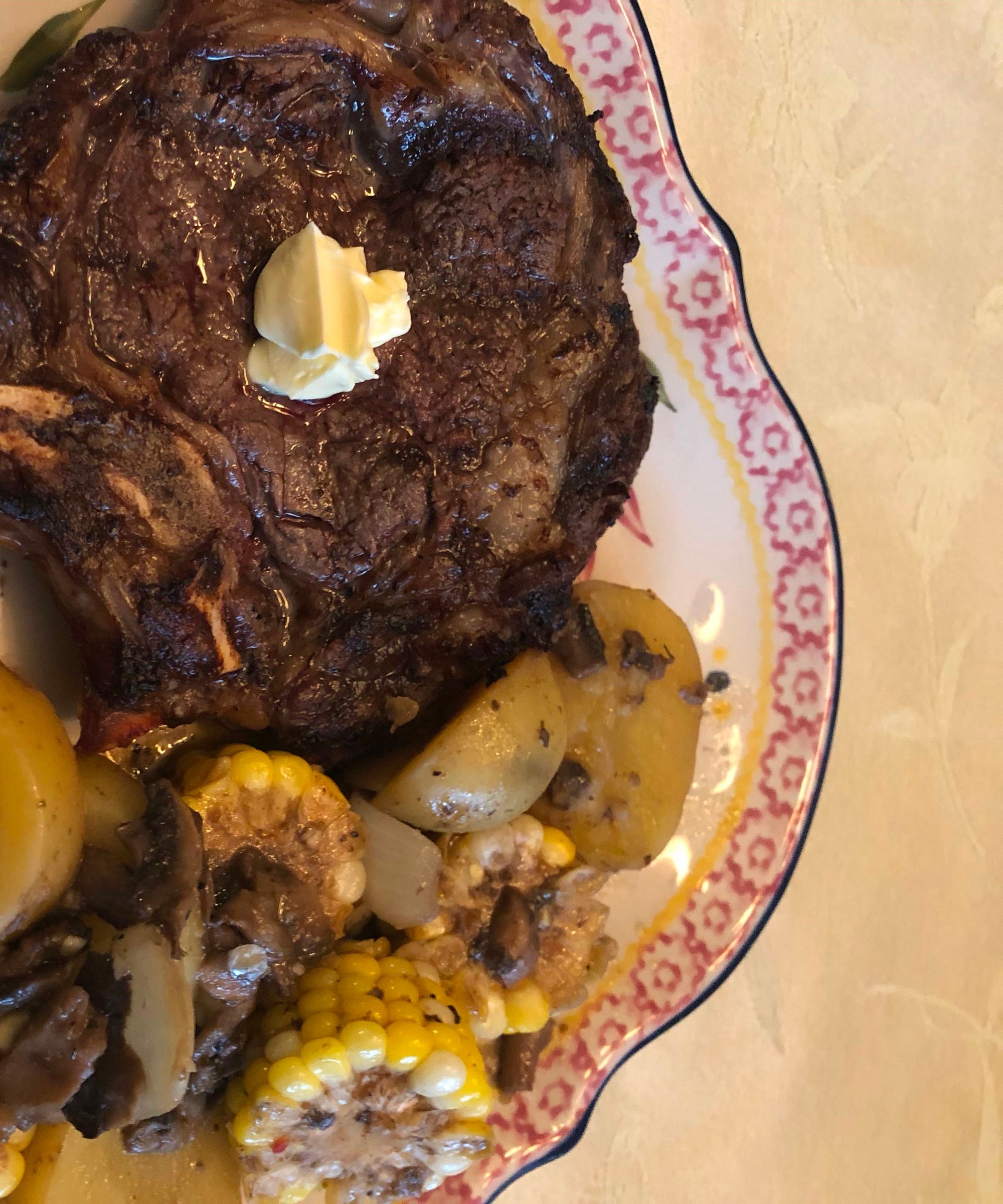 Grilled Steak With Roasted Corn & Potatoes